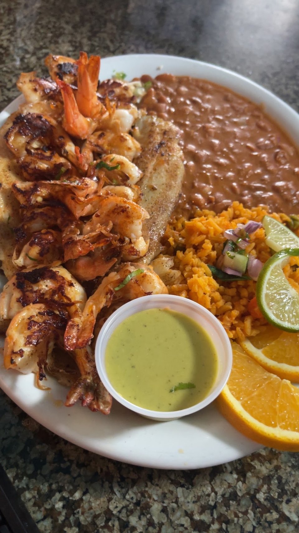 Seabass with Grill Shrimp